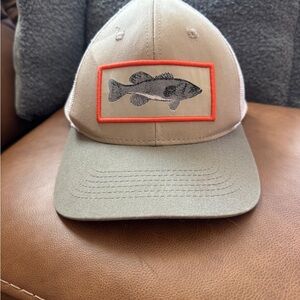 Fishing Patch Trucker Hat - Tan with Orange Trim